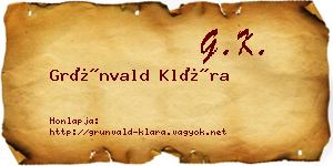 Grünvald Klára névjegykártya